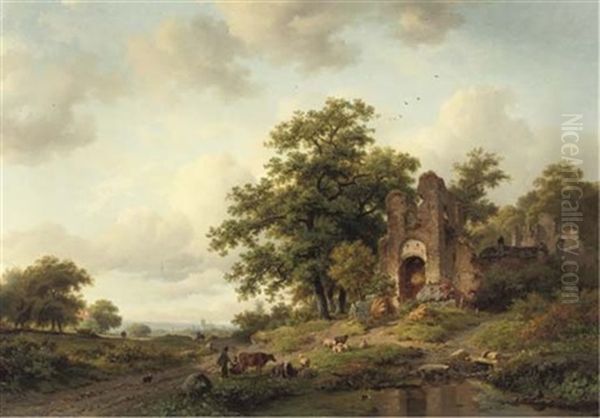 A Summer Landscape With The Ruins Of Brederode Castle Near Haarlem - view 1