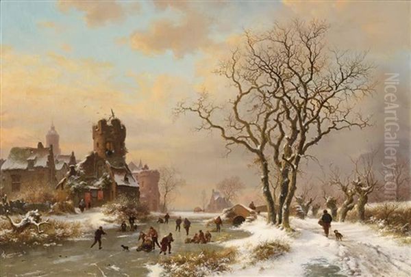 A Winter Landcape With Ice Amusements Near A City - view 1