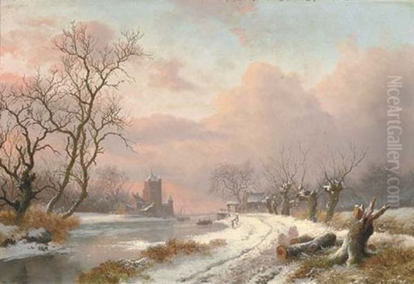 A Dutch River Landscape In Winter - view 1