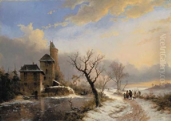 Winter Landscape With Figures Near A City Gate - view 1