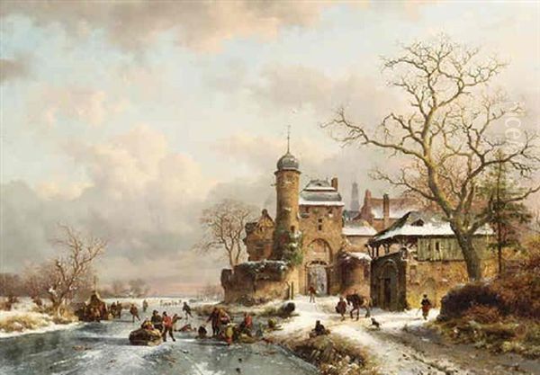 A Winter Landscape With Ice Amusements Near A Town Gate - view 1