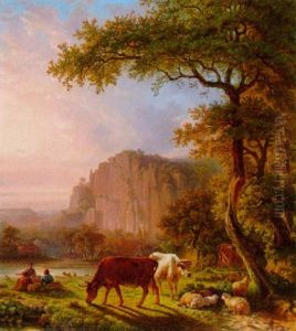 Hirten Mit Herde Am Fluss