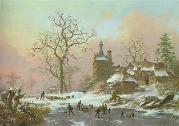 Skaters On A Frozen Pond - view 1