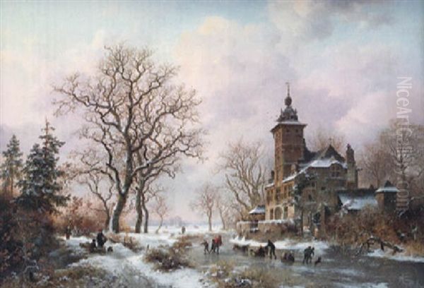 Winter Landscape With Skating Figures - view 1