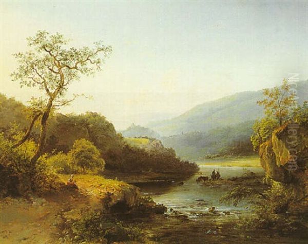 A Mother And Child On A Riverbank - view 1
