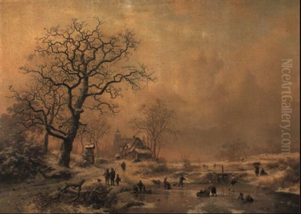Figures In A Frozen Winter Landscape - view 1