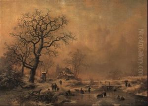Figures In A Frozen Winter Landscape