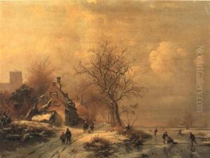 Figures In A Frozen Winter Landscape