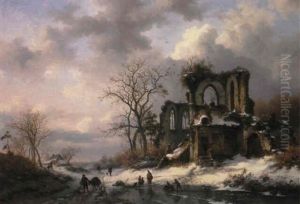 Figures On A Frozen Path By A Ruin Figures On A Frozen Path By A Ruin