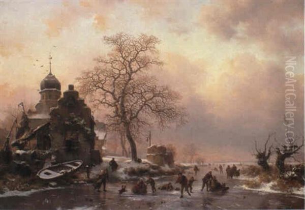 Skaters On A Frozen Lake - view 1
