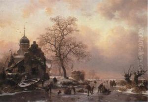 Skaters On A Frozen Lake