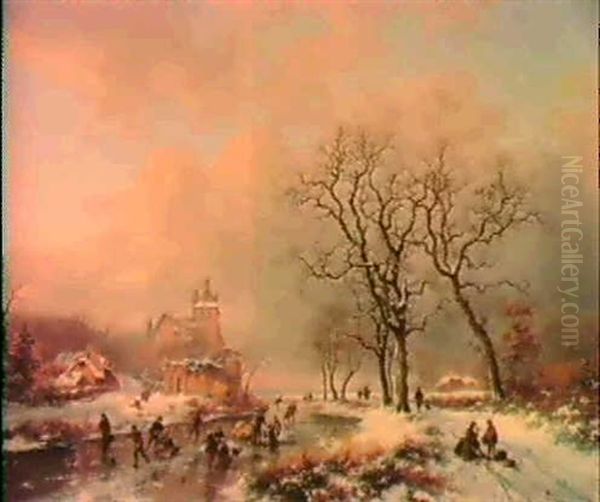 Skaters In A Frozen Winterlandscape. - view 1