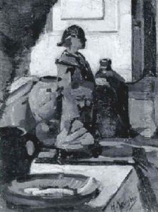Stilleven Met Satsumabeeldje by Herman Kruyder