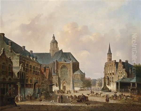 A Busy Day On A Town Square - view 1