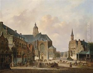 A Busy Day On A Town Square