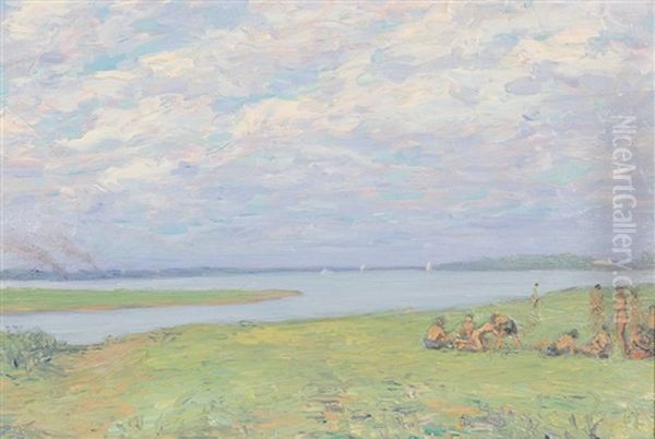 Swimmers By The River - view 1