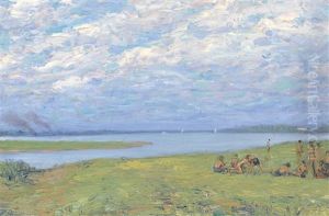 Landscape With Swimmers by Vasyl Hryhorovych Krychevsky