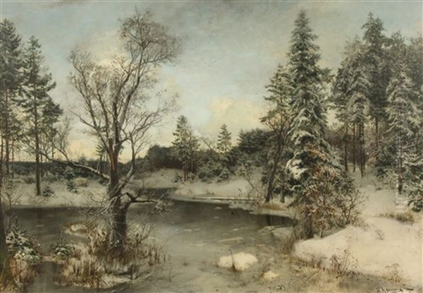 River In The Winter Forest by Konstantin Yakovlevich Kryzhitsky