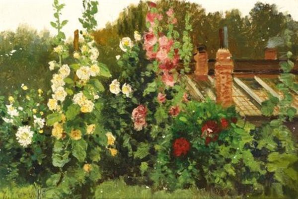 Hollyhocks - view 1