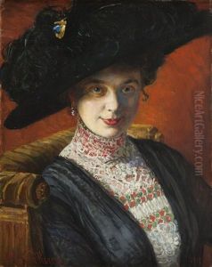 Portrait Of Miss J by Jozef Krzesz-Mecina