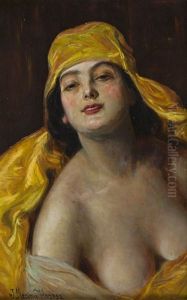Portrait Of A Women by Jozef Krzesz-Mecina