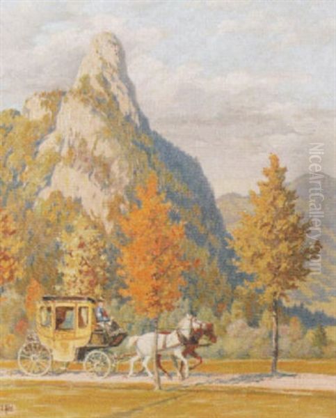 Der Alte Postwagen Am Kofel Bei Oberamemrgau - view 1