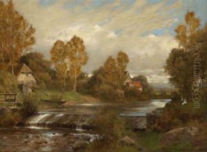 Flusslandschaft Mit Bauernhausern