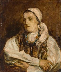 Buste Einer Ungarin In Tracht by Sandor Kubinyi