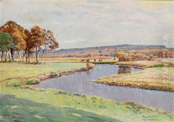 Fluslandschaft Bei Klein-flottbek In Der Herbstsonne - view 1