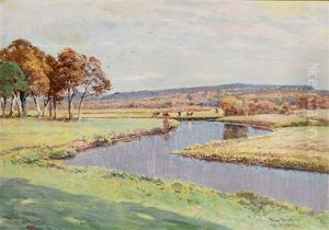 Fluslandschaft Bei Klein-flottbek In Der Herbstsonne by Max Kuchel