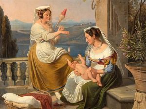 Family Scene At Lake Nemi by Albert Kuchler