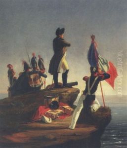 Napoleon Og Hans Soldater Som Fra Elba Kigger Ud Over Havet