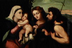 Jomfru Maria Med Jesusbarnet, Hyrde Og Kvinde by Albert Kuchler