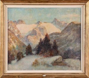 Vue De La Montagne Dachstein Enneigee by Karl Kuechler