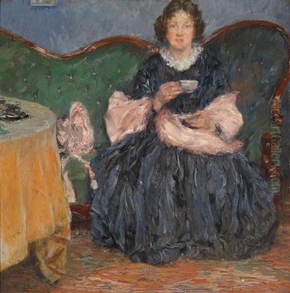 Dame Auf Sofa - view 1