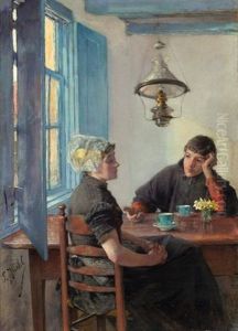 Paar Am Teetisch by Gotthardt Kuehl