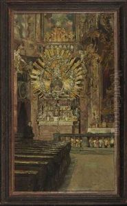 Blick Auf Den Altar Der Asamkirche (st. Johann Nepomuk) In Munchen by Gotthardt Kuehl