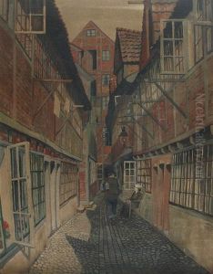 Fachwerkhauser Mit Geoffneten Sommerfenstern In Altstadtgasse