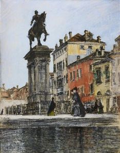 Ansicht Von Venedig Mit Dem Reiterstandbild Des Bartolomeo Colleoni