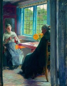 Interieur Mit Zwei Frauen by Gotthardt Kuehl