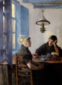 An Einem Tisch Sitzendes Paar by Gotthardt Kuehl