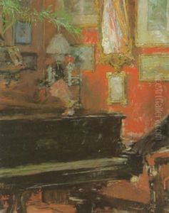 Musiksalon: Blick Auf Den Flugel Und Gemalde An Der Wand Daruber by Gotthardt Kuehl