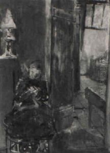 Madchen In Interieur by Gotthardt Kuehl