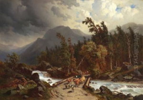 Gebirgslandschaft Mit Wildbach - view 1