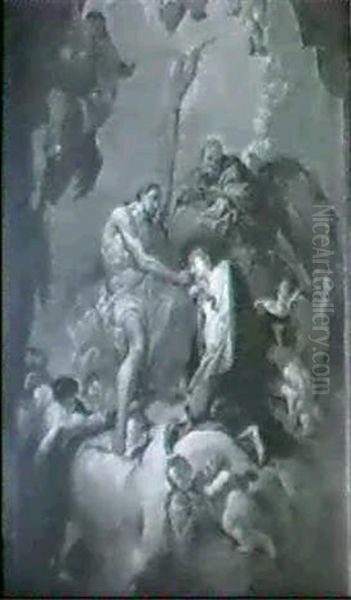 Die Kronung Mariens Durch Christus, Gottvater Und Die Taube Des Hl. Geistes - Umgeben Von Putti Auf Wolken - view 1