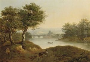 A River Landscape With A Traveller A River Landscape With A Traveller