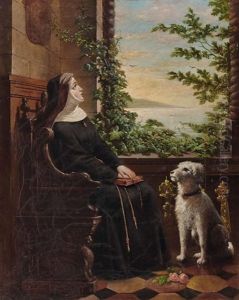 Nonne Aus Dem Fenster Blickend by Georg Kugler