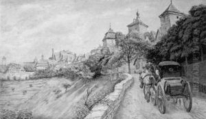 Einfahrt Der Postkutsche by August Kuehles