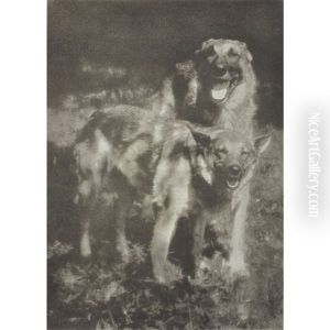 Poidl And Liddy In Sunlight (kuhn's Dogs) by Heinrich Kuehn