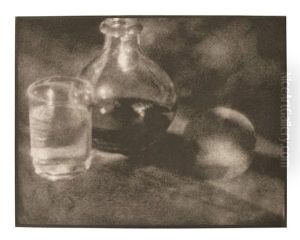 Stilleben (karaffe, Glas Und Pfirsich)